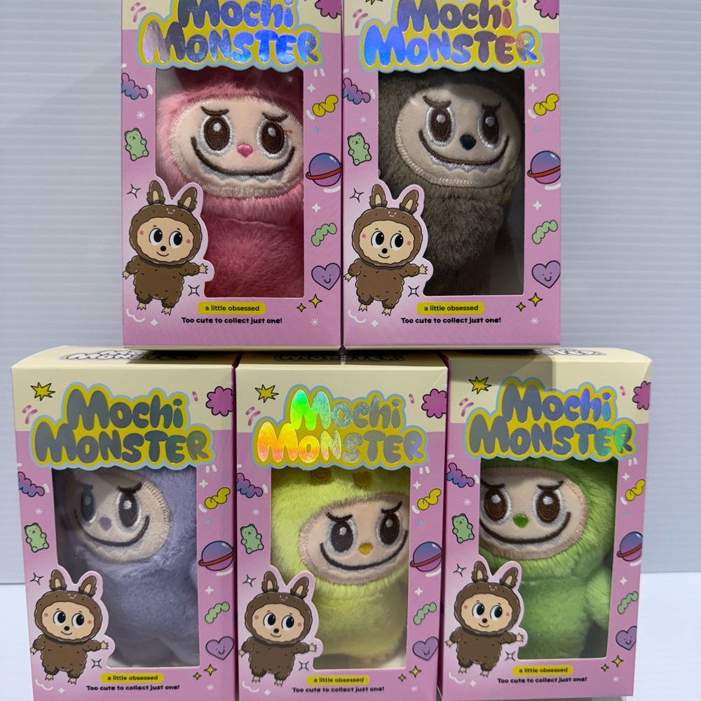 Set Of 5 All Things Mochi Monster Plush Charm Keychains A Little Obsessed Labubu